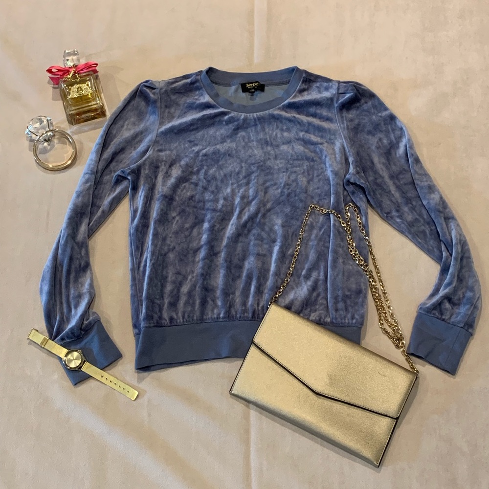 Juicy Couture Velvet Sweatshirt Ice Blue Size M